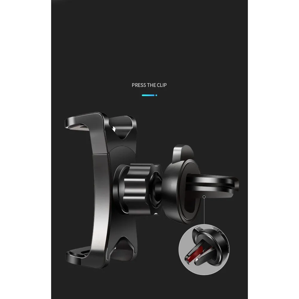 3 in 1 Car GPS Smartphone Holder: Dashboard / Visor Clamp   AC Grid Clip for KARBONN AURA SLEEK PLUS (2018) - Black