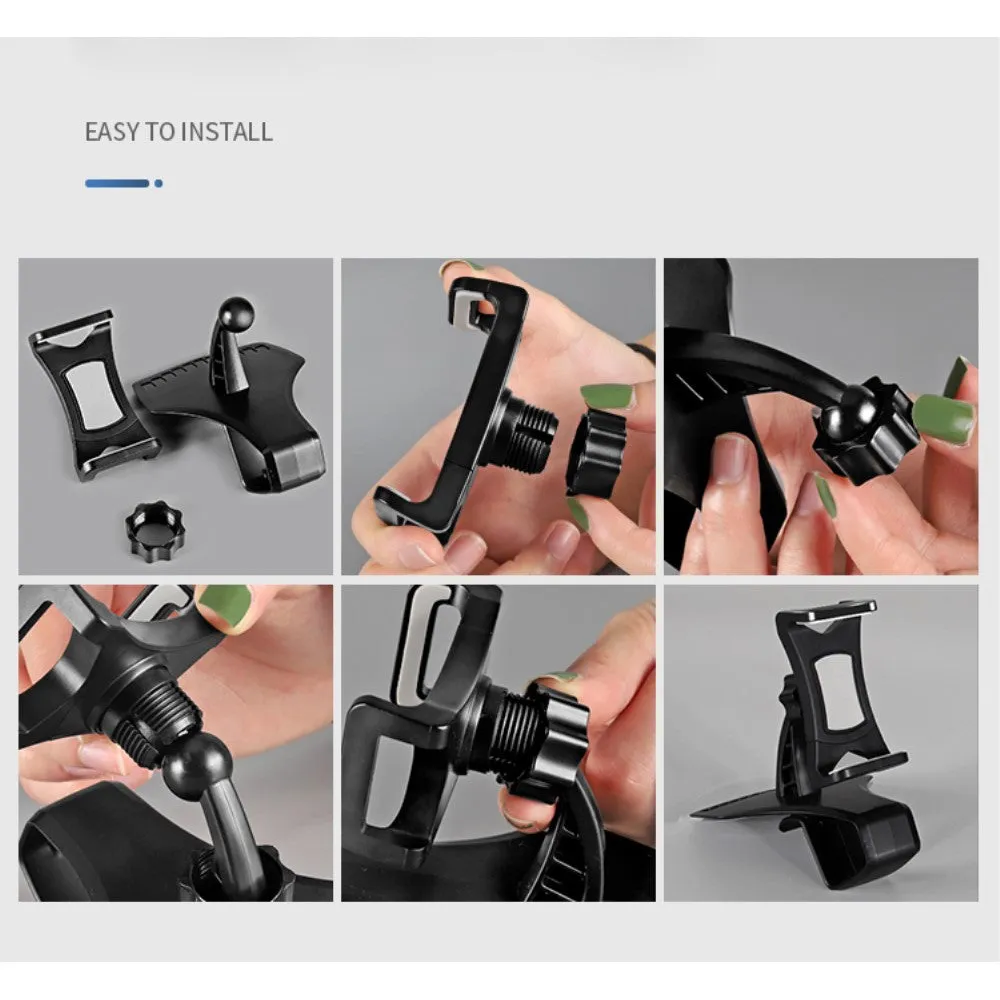 3 in 1 Car GPS Smartphone Holder: Dashboard / Visor Clamp   AC Grid Clip for KARBONN AURA SLEEK PLUS (2018) - Black