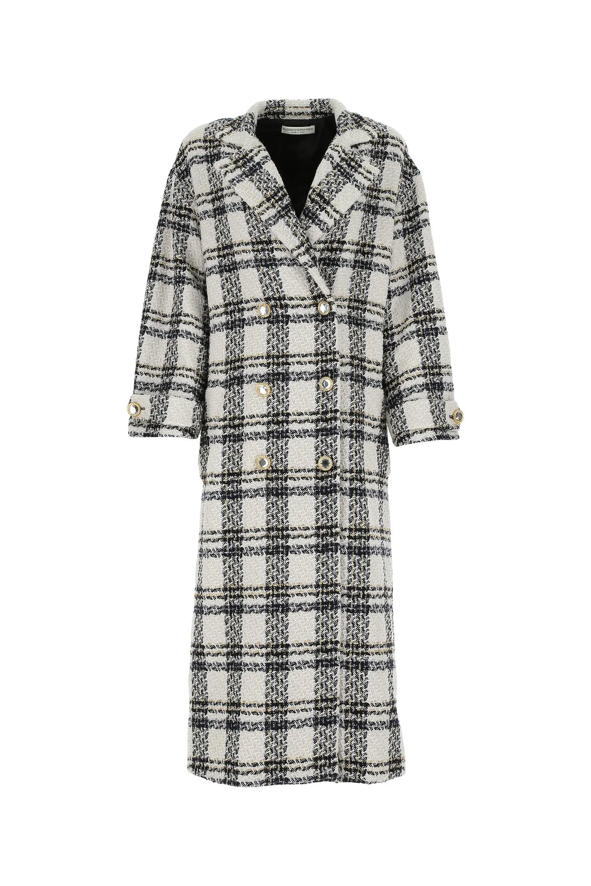 Alessandra Rich Crystal Button Double-Breasted Coat