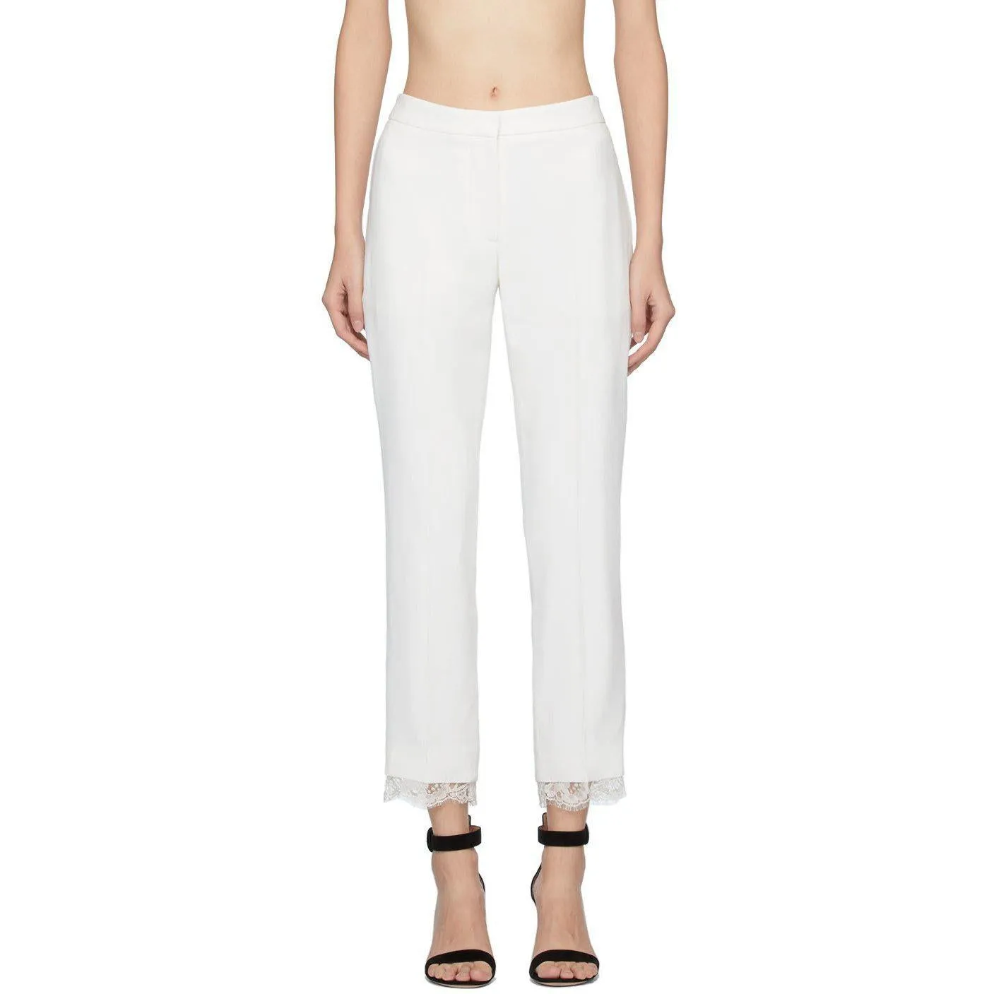 Alexander McQueen Off-White Lace Crepe Trousers