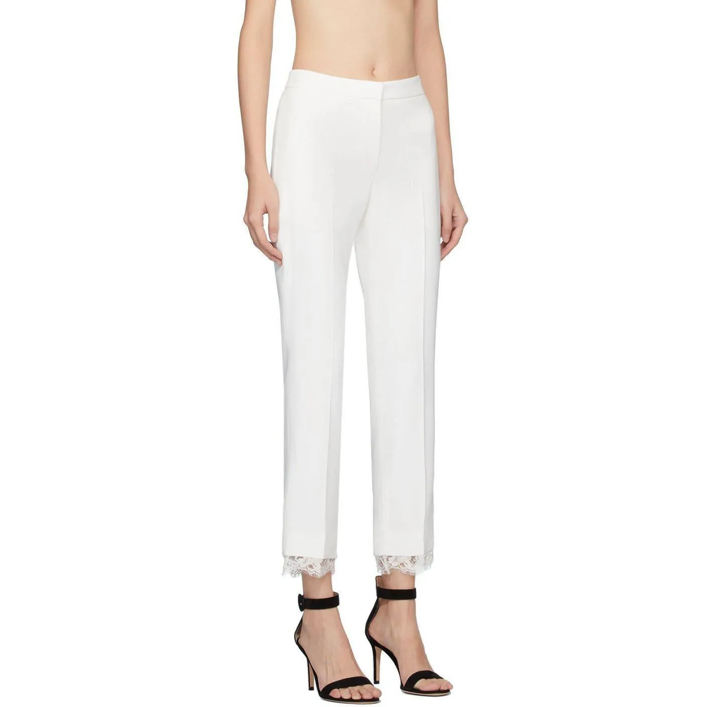 Alexander McQueen Off-White Lace Crepe Trousers