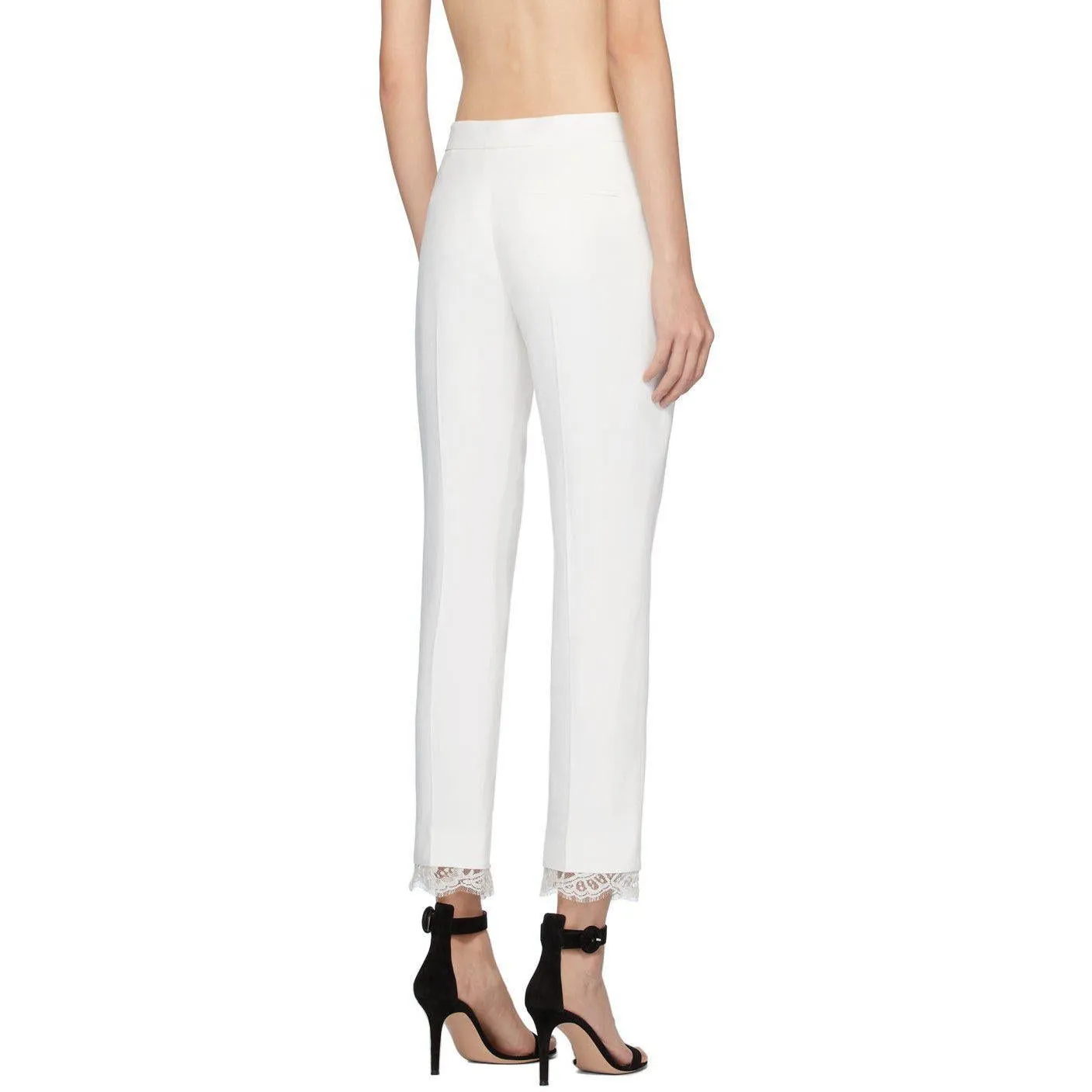 Alexander McQueen Off-White Lace Crepe Trousers