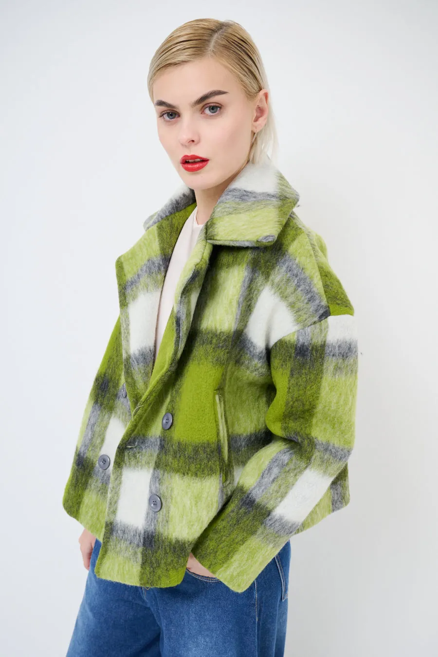 Double-breasted plaid jacket wholesale