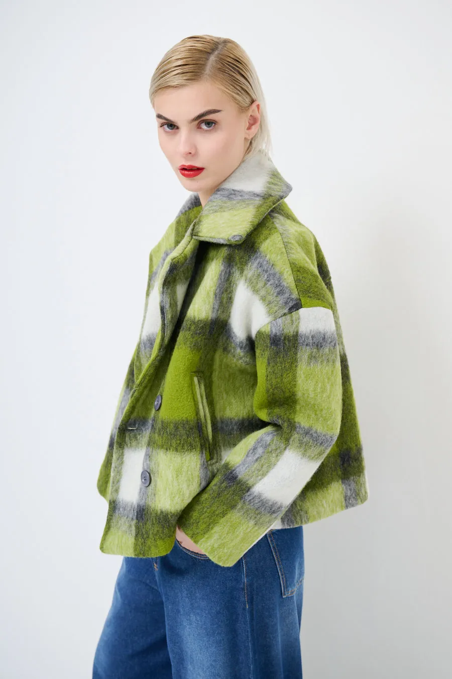 Double-breasted plaid jacket wholesale