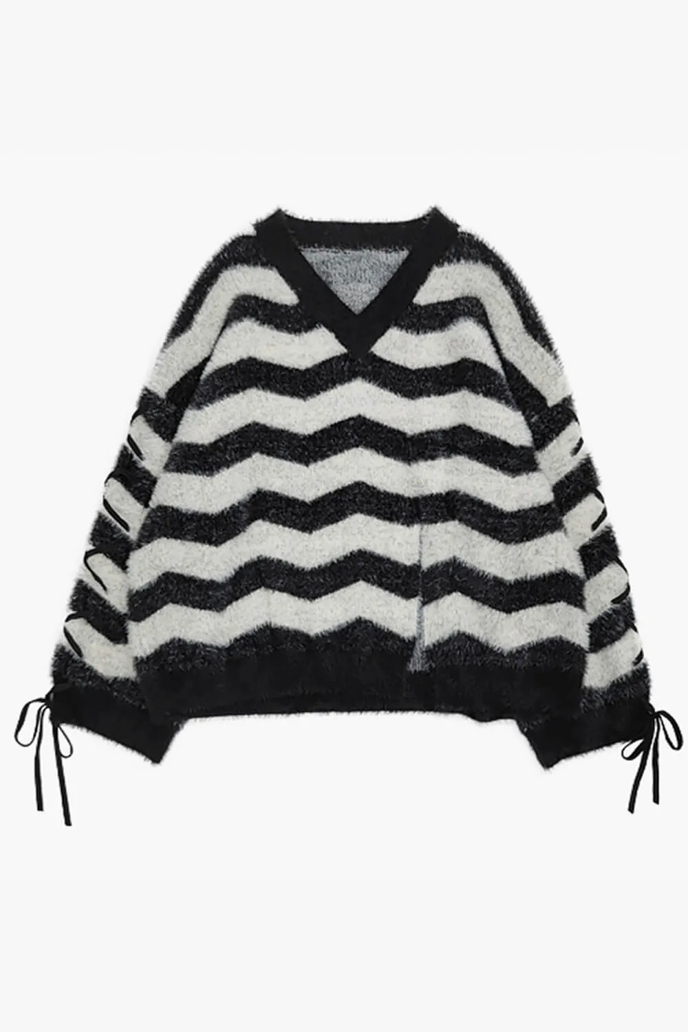 EGirl Black and White Striped Lazy Sweater