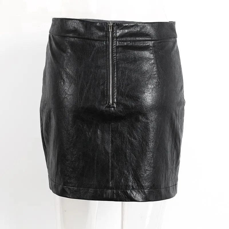 Faux Leather Skirt With High Waist
