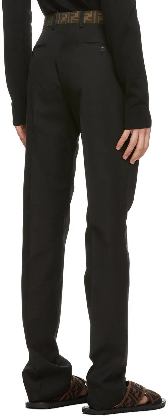 Fendi Black Twill 'Forever Fendi' Trousers