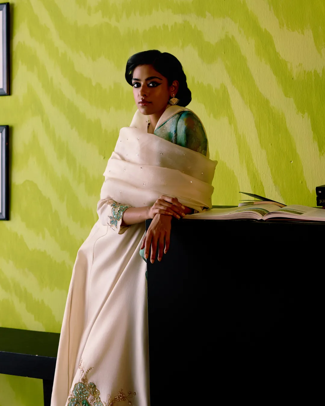 Ivory Panelled A-line Kurta Set