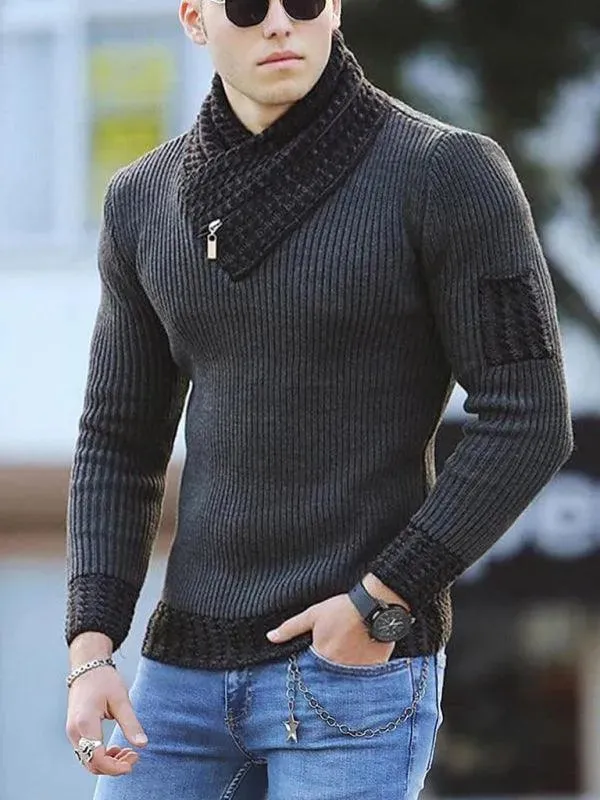 Men's Rib Shawl Collar Sweater