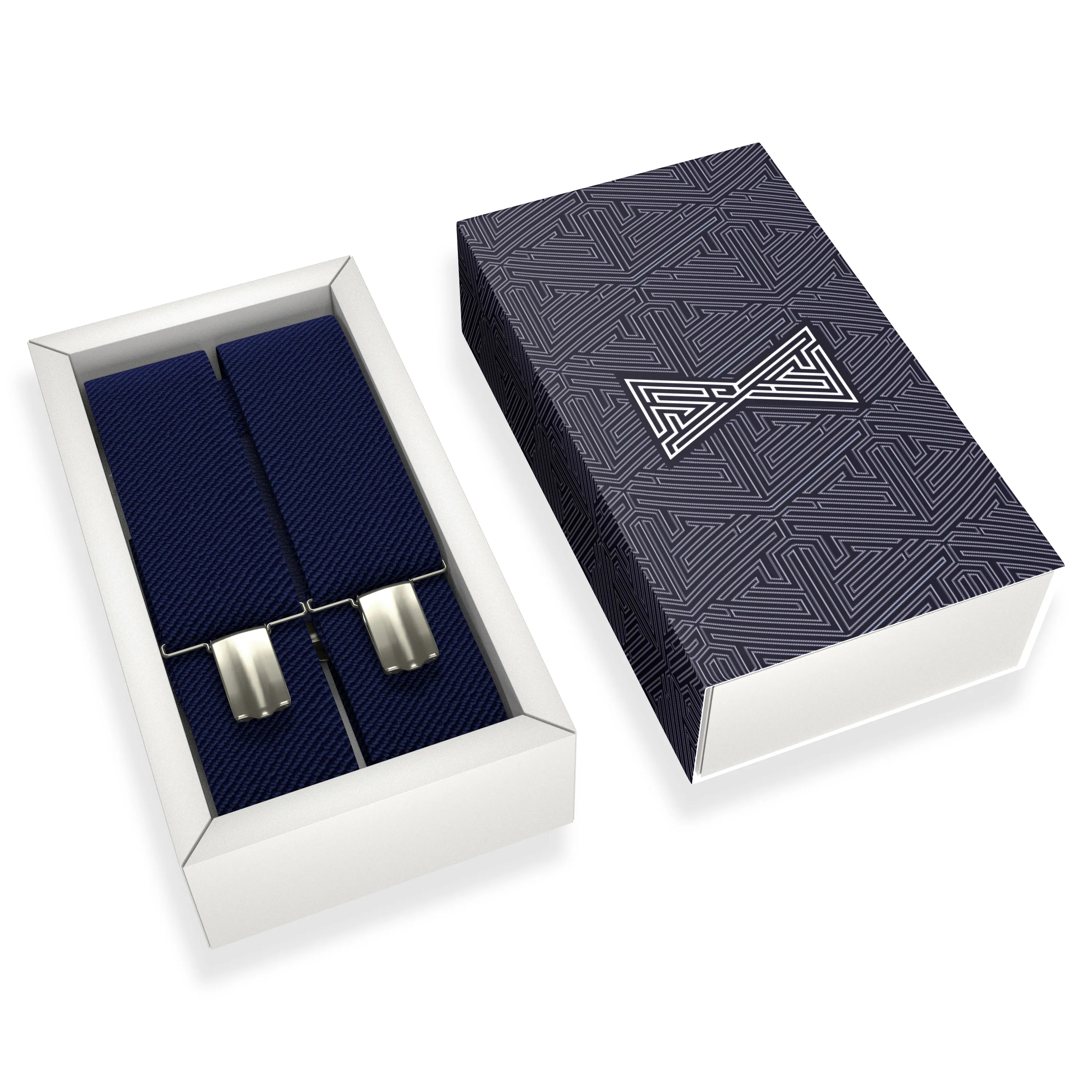 Navy Blue Slim Suspenders for Men & Women Boys & Girls Y-back Shape 1 inch wide