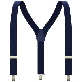 Navy Blue Slim Suspenders for Men & Women Boys & Girls Y-back Shape 1 inch wide