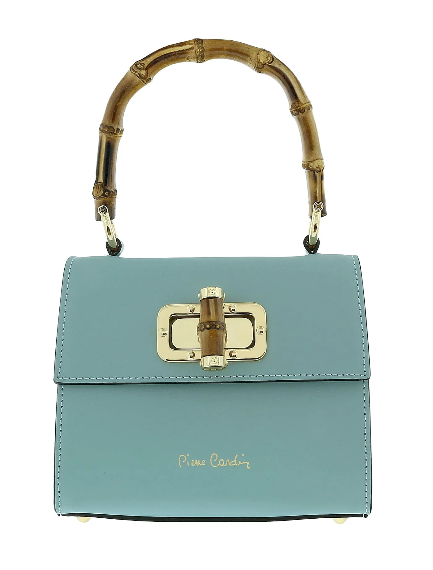 Pierre Cardin Light Blue Leather Small Vintage Structured Satchel Bag