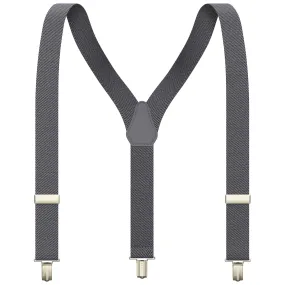 Slate Grey Slim Suspenders for Men & Women Boys & Girls Y-back Shape 1 inch wide