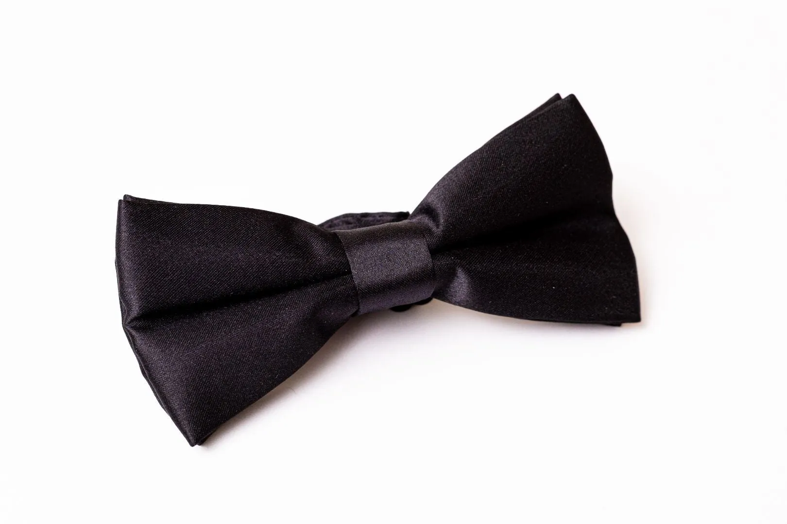 Sleek Black Satin Bowtie