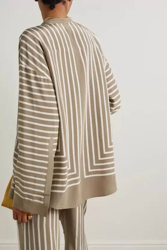 Teak Striped French Crepe Co-Ord Set