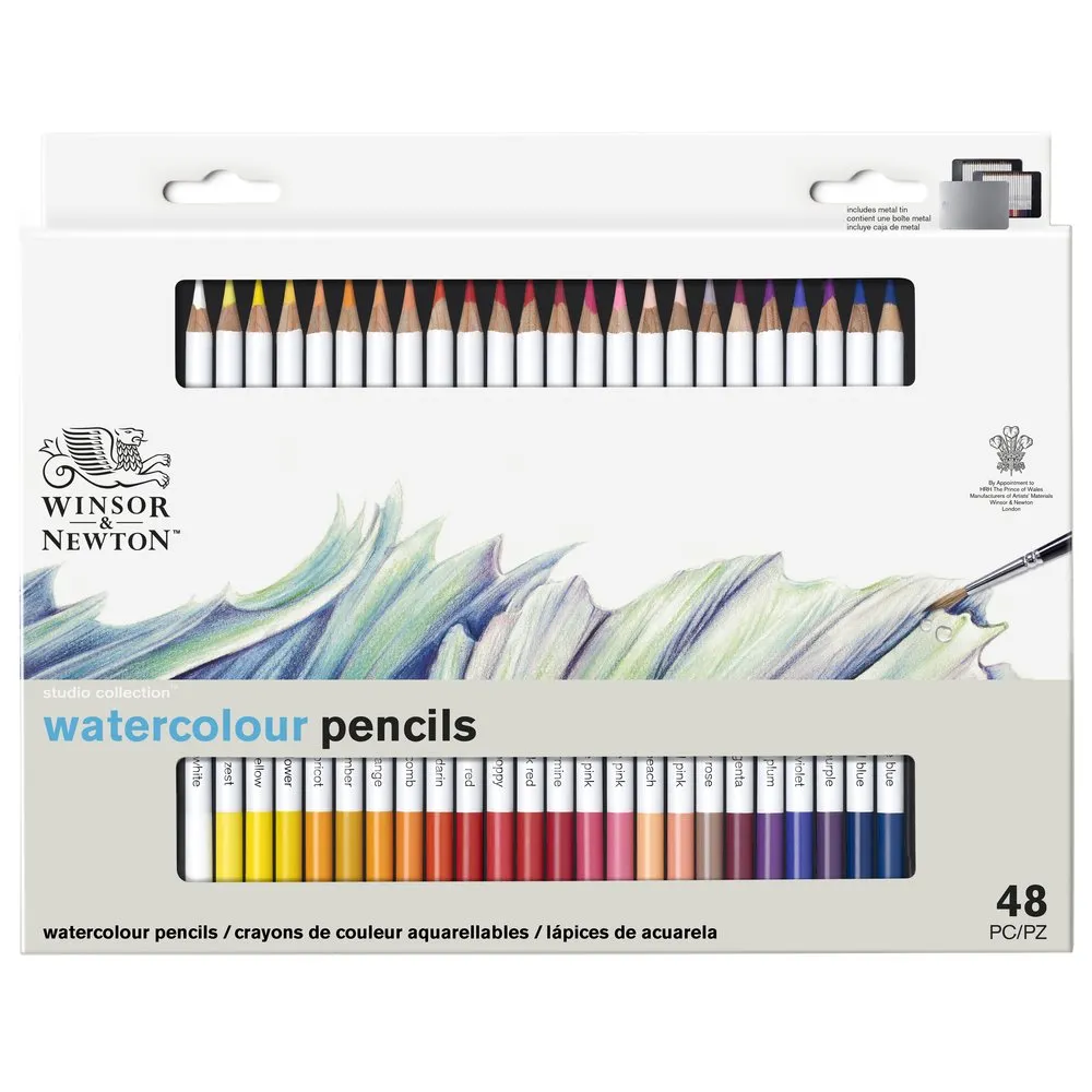 Watercolour Pencil x 48 plus Foundation Brush - Short Handle x 6